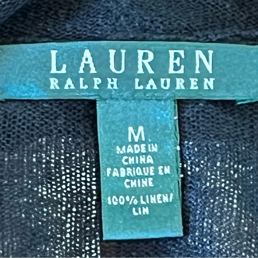 Lauren Ralph Lauren  100% Linen Open Cardigan Size Medium Sweater Light-weight - Picture 8 of 15